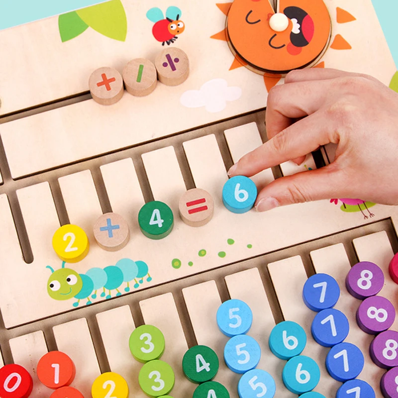 Обучающие деревянные математические игрушки для детей, деревянные материалы Монтессори, Обучающие цифры, подходящие игры, математика, Монтессори, игрушки