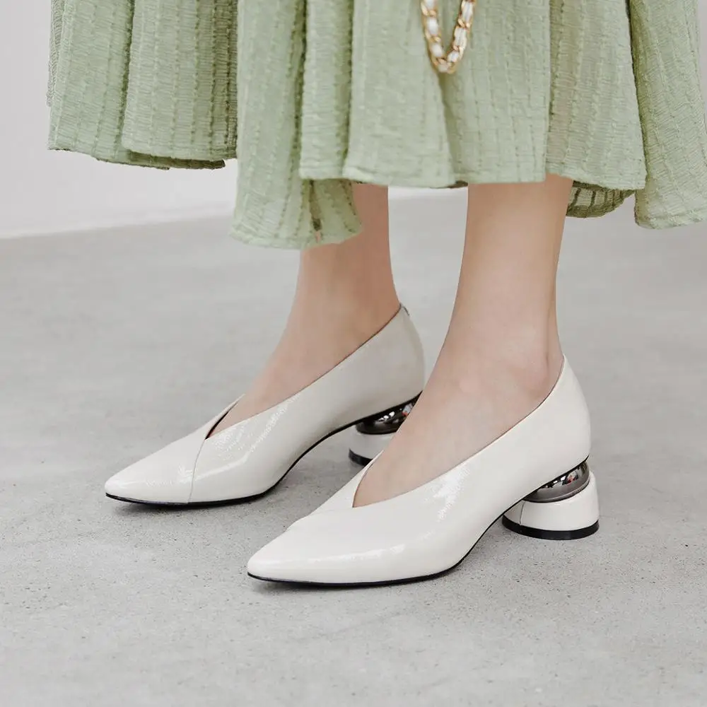 

Women shoes Women Pumps Genuine Leather spring footwear Pointed Toe Breathable Heels Loafers A97171