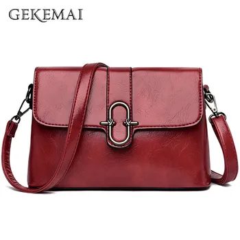 

Designer Luxury Metal Lock Crossbody Bag for Women Vintage Oil Wax Leather Purse and Handbag Elegant Shoulder Messenger Bag Lady