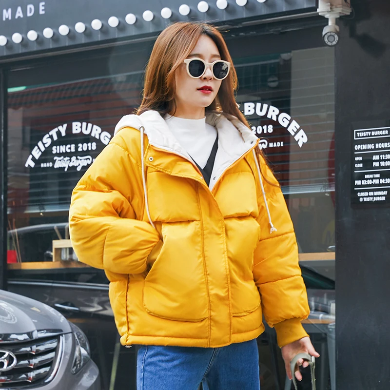 Женская короткая куртка женская короткая парка с капюшоном и стоячим ...