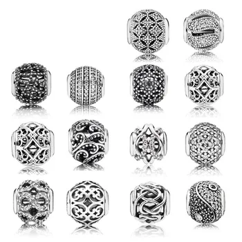 

Original S925 Sterling Silve Flower Openwork Vintage Happy Charm Fit Pandoras ESSENCE Charm Beads Diy Bracelet Bangles Jewelry