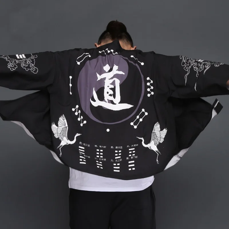 Japanese Kimono Man Yukata Haori Cardigan Men Samurai Clothing Kimono Jacket Men's Streetwear Men Japanese Blouse Shirt