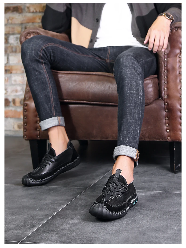 Классические новые мужские кожаные повседневные туфли мужские роскошные дизайнерские Лоферы ручной работы мужские повседневные туфли кожаные мокасины лодочные туфли на резиновой подошве 48