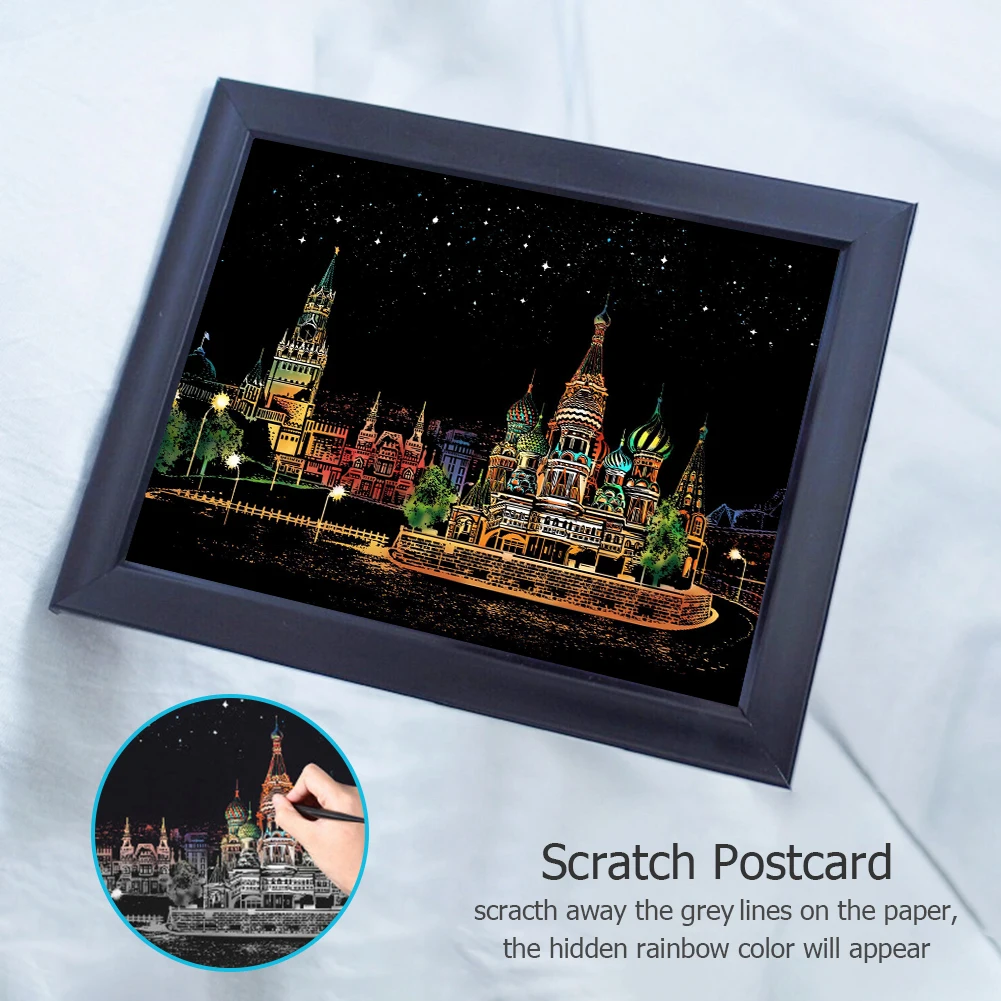 Красный Квадрат DIY Scratch City ночное видение скребковая живопись поздравительная