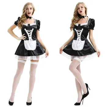 

Exotic Cosplay Costume Valentine's Day Lace Women Dress Maid Outfit Sexy Plus Size Short Sleeve Lingerie Uniform French Babydoll