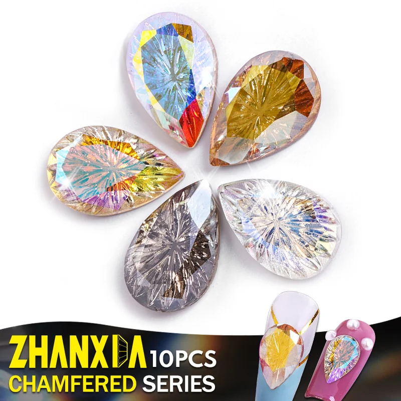 

Rhinestones For Nails Art Decorations Bulk Flatback Drop Decorative Glasses Gem Relief Series AB Crystal Stones