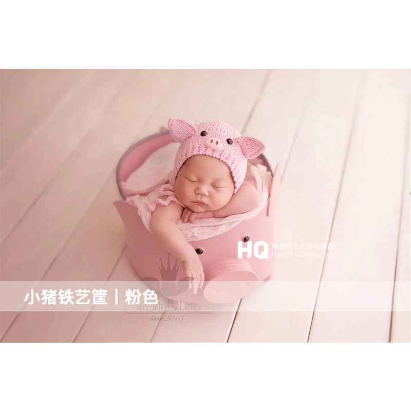 2020Newborn Photography Iron Bed Baby Photoshooting Props Infant Photo Studio Wood Crib Basket Accessories