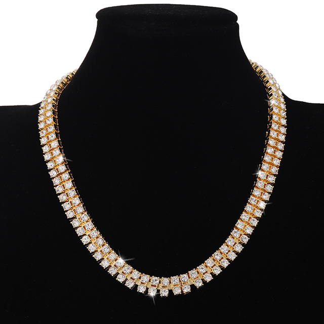 1 Row Shiny Tennis Chain Necklace Men Hip Hop Iced Out Bling CZ Necklace Jewelry Gold Silver Color Charm Gift 2021