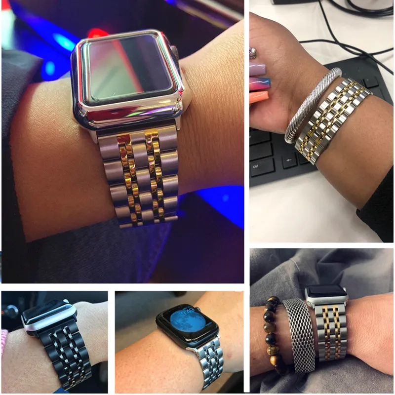 Ремешок из нержавеющей стали для apple watch ремешок для apple watch 5 4 3 2 44 мм 40 мм iWatch ремешок 42 мм 38 мм Роскошный металлический ремешок для часов браслет