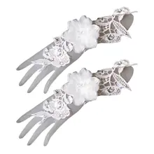 Свадебные цветочные кружева короткие перчатки Искусственные Цветы Стразы варежки