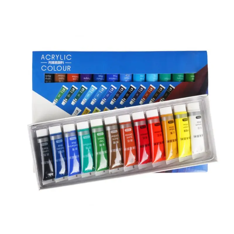 12 24 Colors Artist Acrylic Paints 15ml Tube Drawing Painting Pigment 
