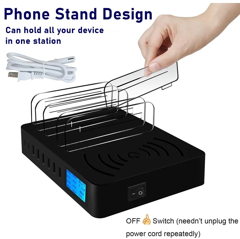 Universal QI Wireless Charger USB Fast Charger LCD
