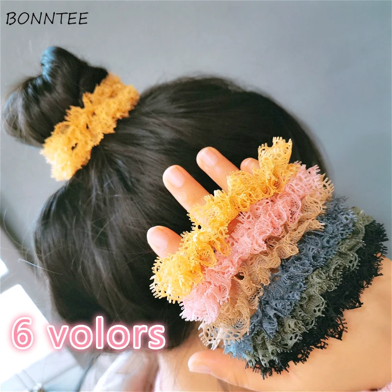 Headwear Women Vintage Lace Solid Simple Lady Rubber Band Fashion Ponytail Holder Stretch Korean Sweet Girls Elastic Hair Bands |