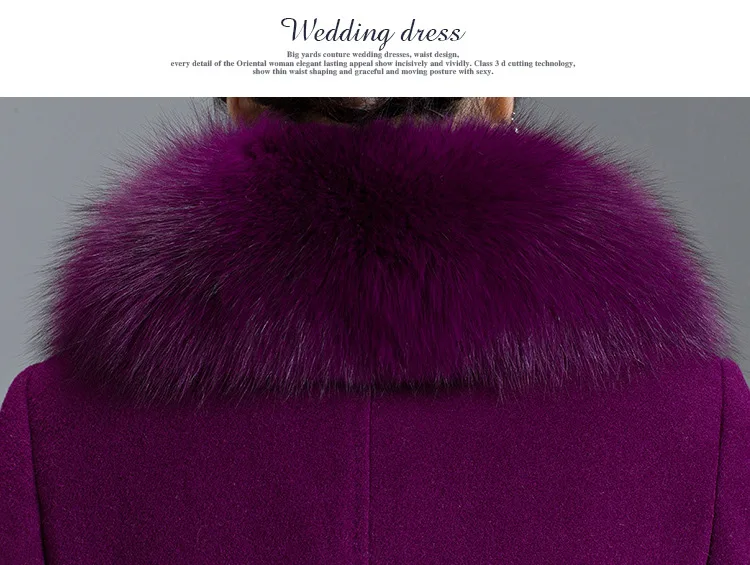 Модное тонкое пальто с отложным воротником и меховым воротником для женщин, двубортное Женское шерстяное пальто, однотонное пальто и куртка