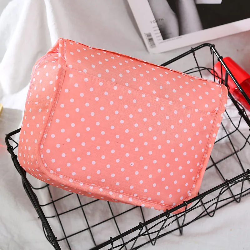 Pink Dot Женская косметичка для путешествий, сумки для макияжа, подвешивание, профессиональная моющаяся сумка для туалетных принадлежностей, товары на каждый день, висящая сумка-Органайзер для туалета, переносная 30 - Цвет: Pink Dot