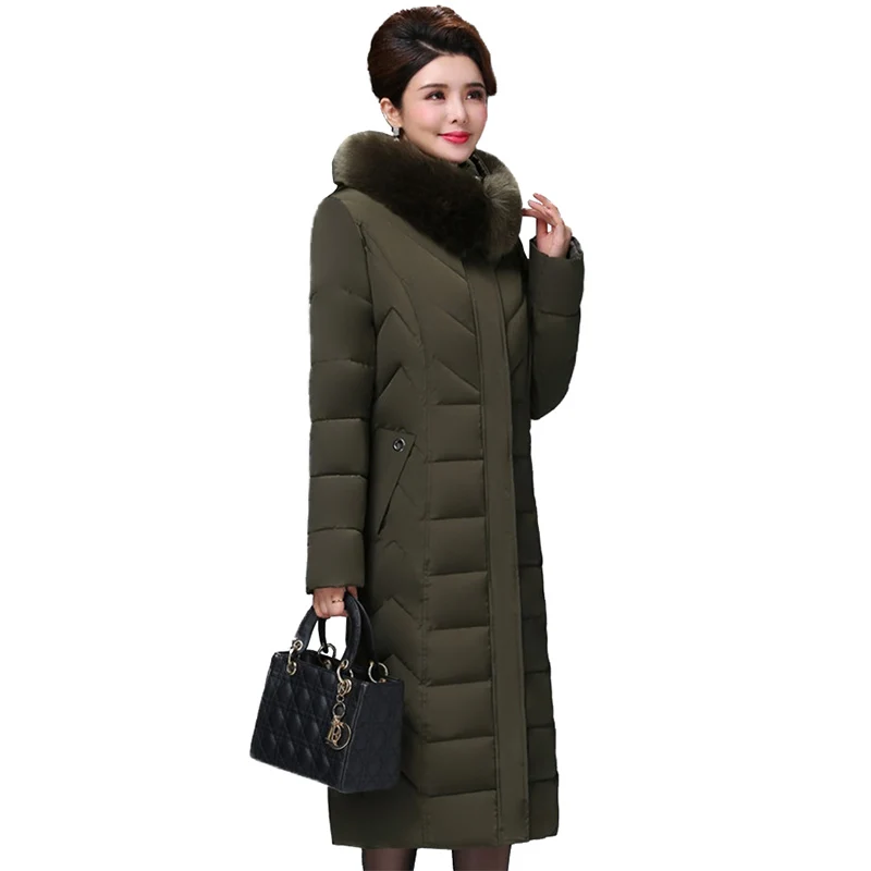 

2019 High quality Plus size 6XL Winter Parkas Women X-long Down cotton Coat Female Cotton-padded jacket Hooded Outerwear G545