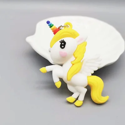 Creative Three-dimensional Color Unicorn Key Ring Pendant Promotional Rainbow Horse Bag Ornament Gift