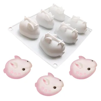 

High temperature resistance and easy demoulding of small 6-wire red mousse rabbit silicone mold XG259