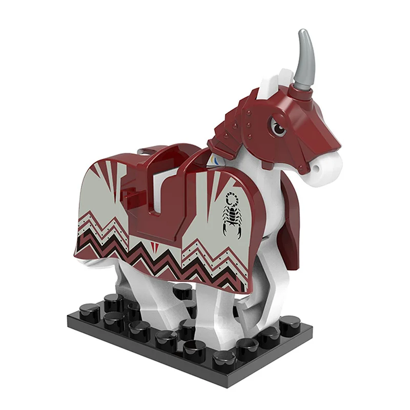 Single Medieval Knights War Armored Horse Wild Animal Figure Horse Building Blocks MOC Accessories Sets Model Kits Bricks Toys (8)