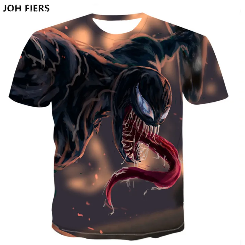 

JOH FIERS 2019 NEW Venom 3D Printed T-shirts Men Casual Shirt Short Sleeve Fitness T Shirt Male Tops Weight lifting Base Layer