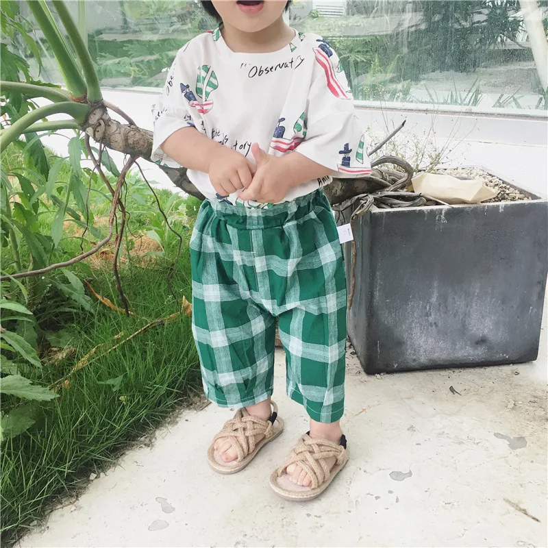 Детская одежда; сезон лето; Новинка года; стильные брюки в клетку для малышей; противомоскитные штаны для детей; тонкие летние штаны