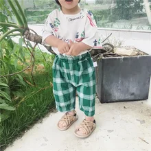 Детская одежда; сезон лето; Новинка года; стильные брюки в клетку для малышей; противомоскитные штаны для детей; тонкие летние штаны