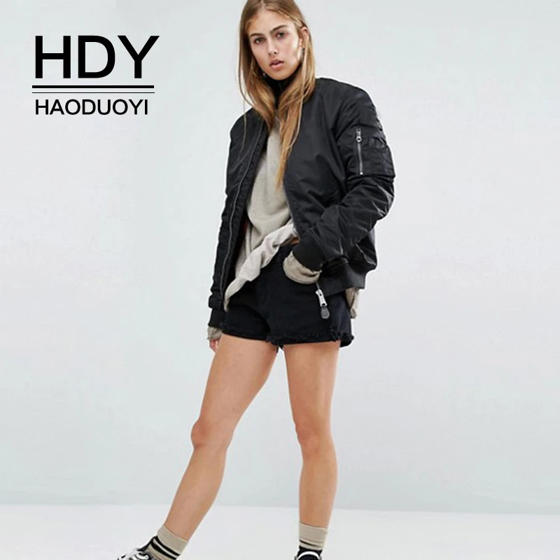 HDY Haoduoyi/спортивная и Повседневная стильная модная черная прямая Женская Осенняя
