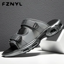 FZNYL/Новинка года; летние пляжные сандалии; мужская уличная спортивная повседневная обувь из искусственной кожи на воздушной подушке; нескользящие дышащие мужские модные шлепанцы