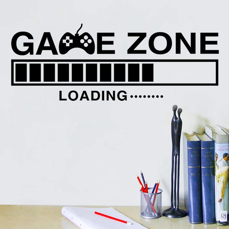 Game Room Home Decor Computer Video Game Zone Loading Decal Wall Quotes Mural Gamer Sign Vinyl Wall Stickers Playroom Decoration