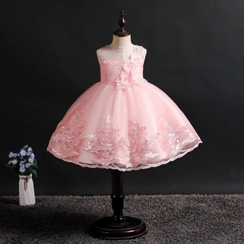 

Children's catwalk dress sleeveless middle and small children lace embroidered princess wedding dress fluffy dress skirt