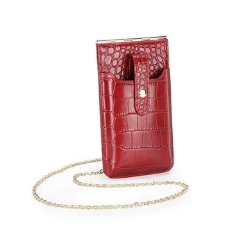 

Women leather new card holder multi function crossbody chain mini bag square multi card card holder mobile phone storage bag