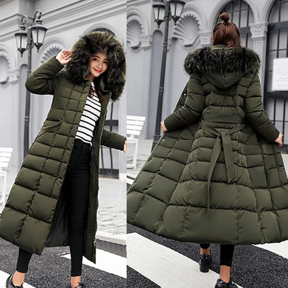 Goede Vrouwen Winter Down Jas Jas Warm Hooded Faux Bontkraag Womens Parka Casual Plus Size Loose Solid Lange Jas Vrouwelijke overjas