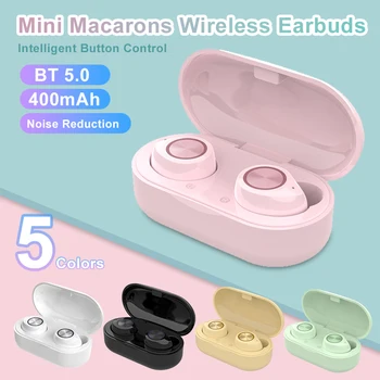 

Mini Macarons Wireless Bluetooth 5.0 Earbuds TWS Hifi Stereo Noise Reduction Headset with Charging Box