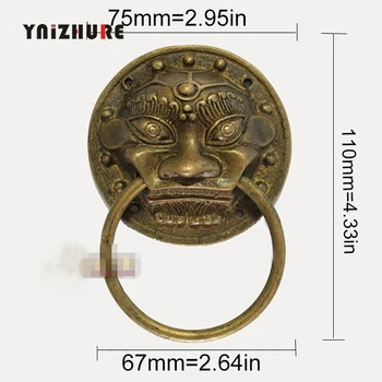 

2pcs 75mm Chinese Antique Bronze Door Knocker Copper Drawer Handle Large Lion Head Door Handles