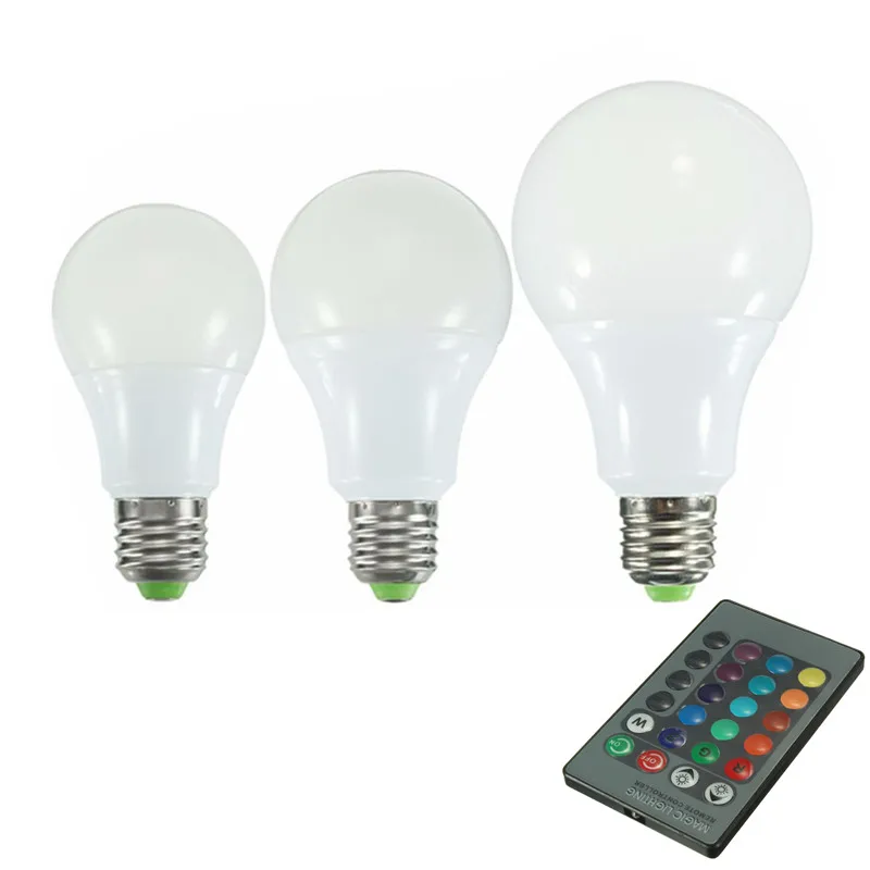 

16 Color Changing E27 LED Bulb Lamps AC85-265V RGB 5W/10W/20W LED Globe Light Lamp Bulb With 24 Keys Remote Control