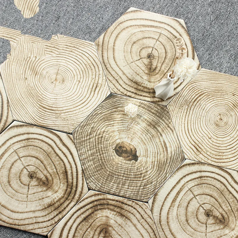 

Скандинавская деревянная зернистая Шестигранная плитка 250290TZ с имитацией искусственного дерева для ресторана, шестигранная Нескользящая напольная плитка