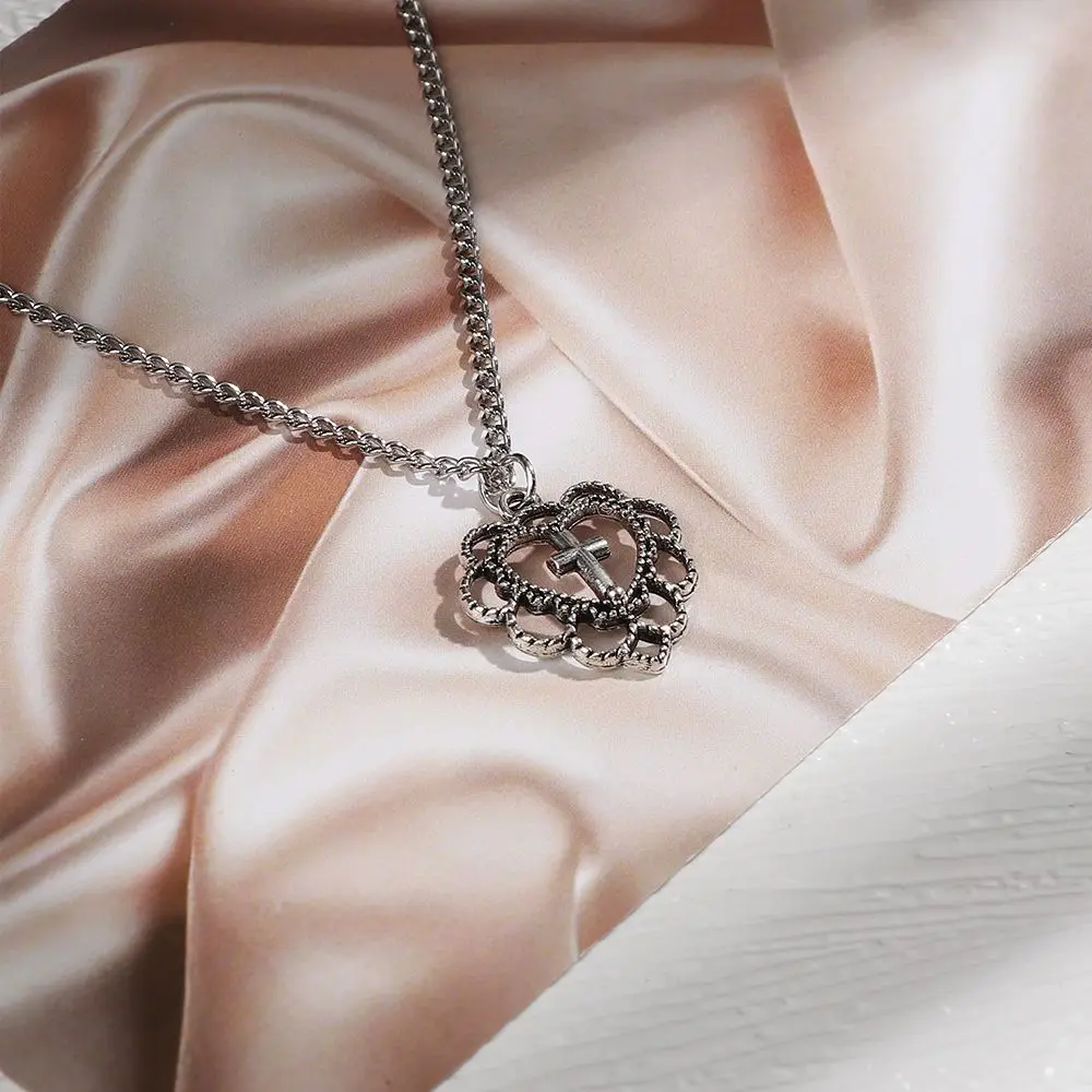 Silver Zinc Alloy Gothic Cross Necklace