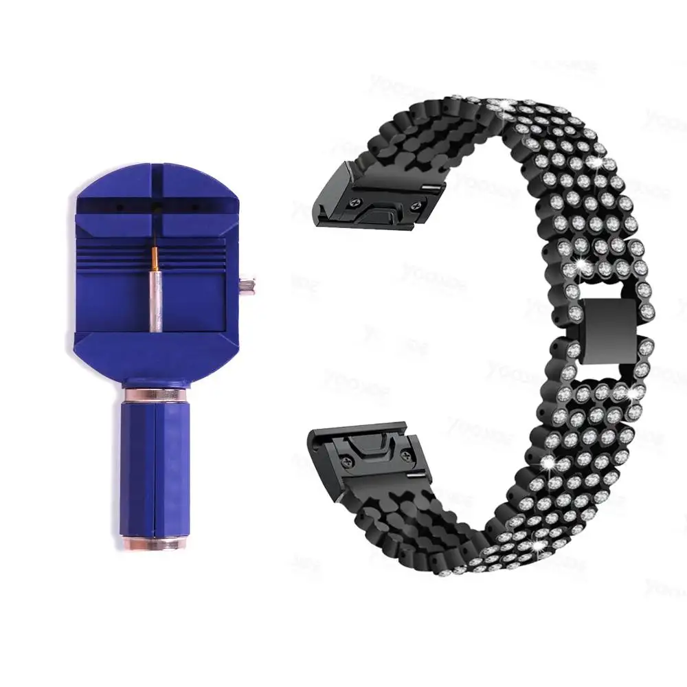 Black 5-Ponit Bling YOOSIDE Fenix 6S Quick Fit Женский браслет 20 мм Кристалл Bling часы из металлического сплава ремешок для Garmin Fenix 5s/5s Plus - Цвет: Black 5-Ponit Bling