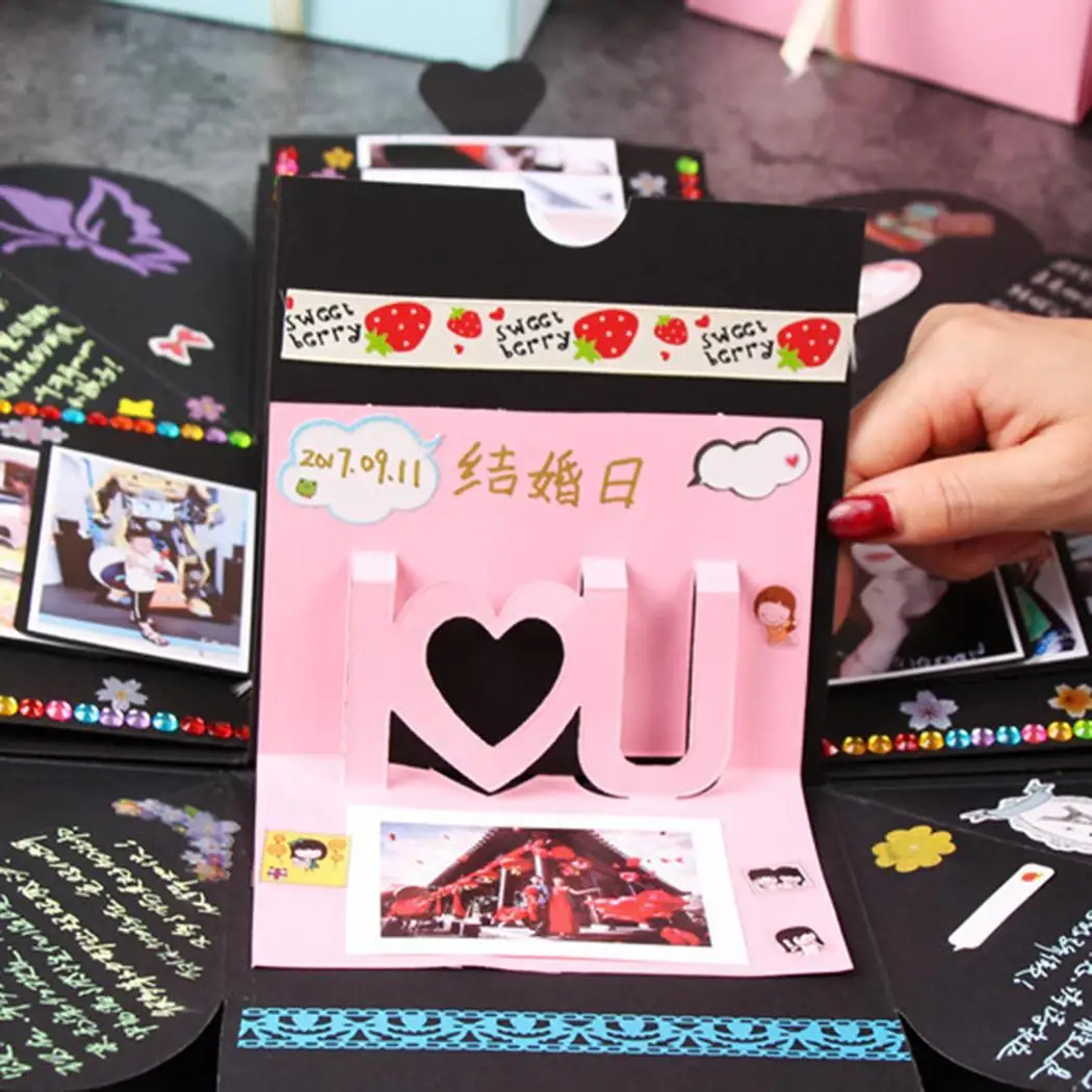 Творческий DIY любовь памяти Фотоальбом Свадьба День Святого Валентина сюрприз коробка Забавный подарок
