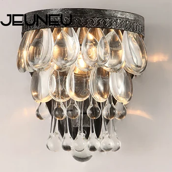 

Loft Retro Industrial American Style Wall Lamp E14 LED Iron Glass Crystal Sconce Wall Light Modern for Home Bathroom Bedroom