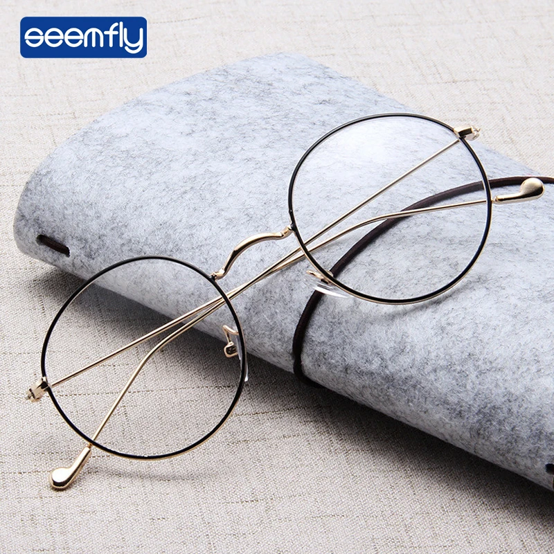 

Seemfly Unisex Retro Round Presbyopic Reading Glasses Metal Frame Personality Eyeglass Portable Gift Presbyopic Magnification