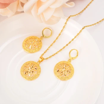 

Gold flower Ethiopian Jewelry Sets Eritrea Habesha Africa bridals Wedding jewelry Gift necklace pendnat earrings diy charms