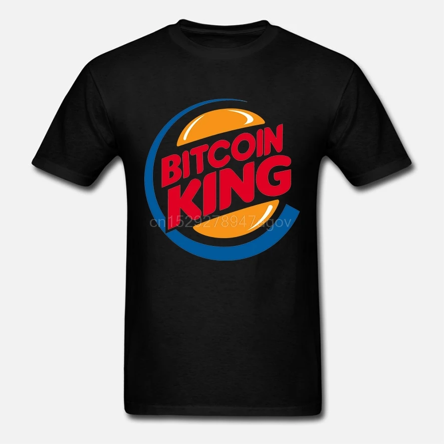 Bitcoin King забавная футболка Для мужчин гамбургер монета Биткоин криптовалюты HODL