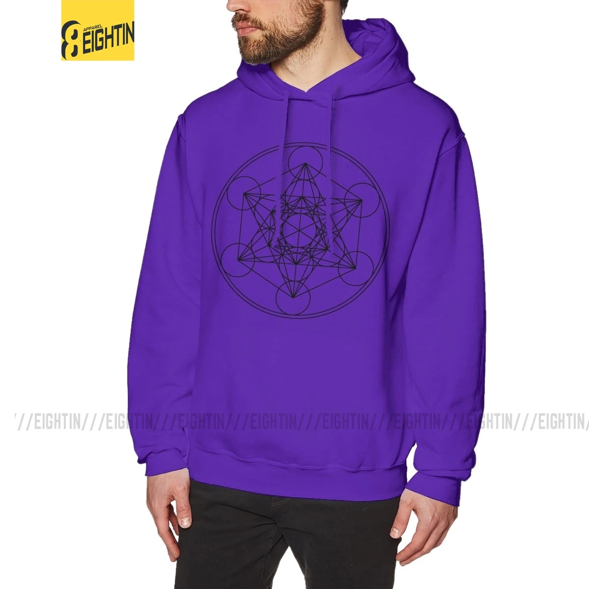 Man Sweatshirt Metatrons Cube Flower Of Life Pure Cotton Graphic Funny Hoodie Pullovers