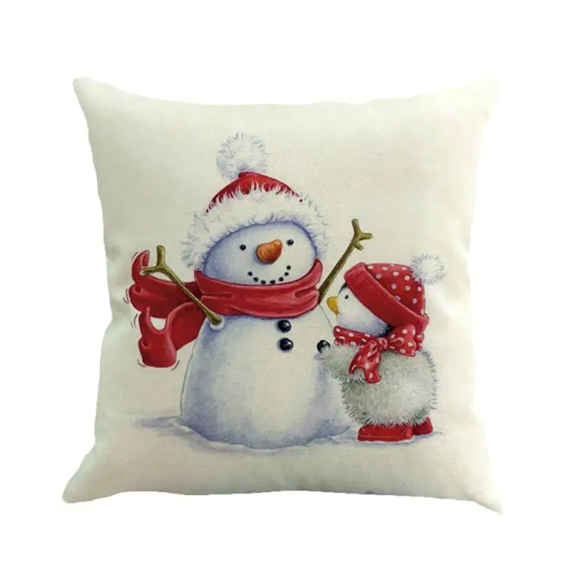 3 Santa Claus Printed Cushion Pillowcase Cotton Linen Square Christmas Pillow Case Home Chair Supplies - Цвет: 3