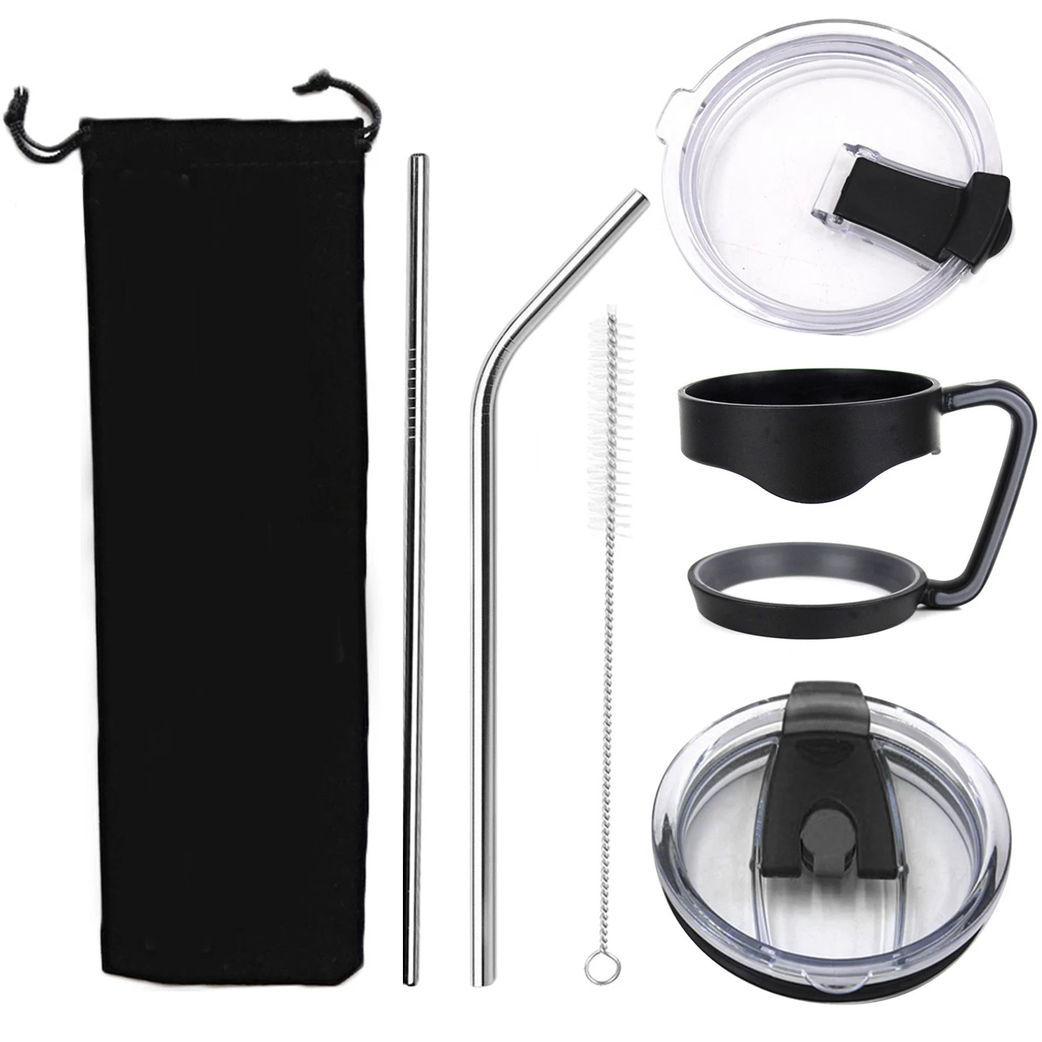 

Behogar 1PCS Handle + 1PCS Leakproof Lid + 1PCS Straw Lid + 2PCS Straws + 1PCS Cleaning Brush + 1PCS Pouch for Yeti 30OZ Cups