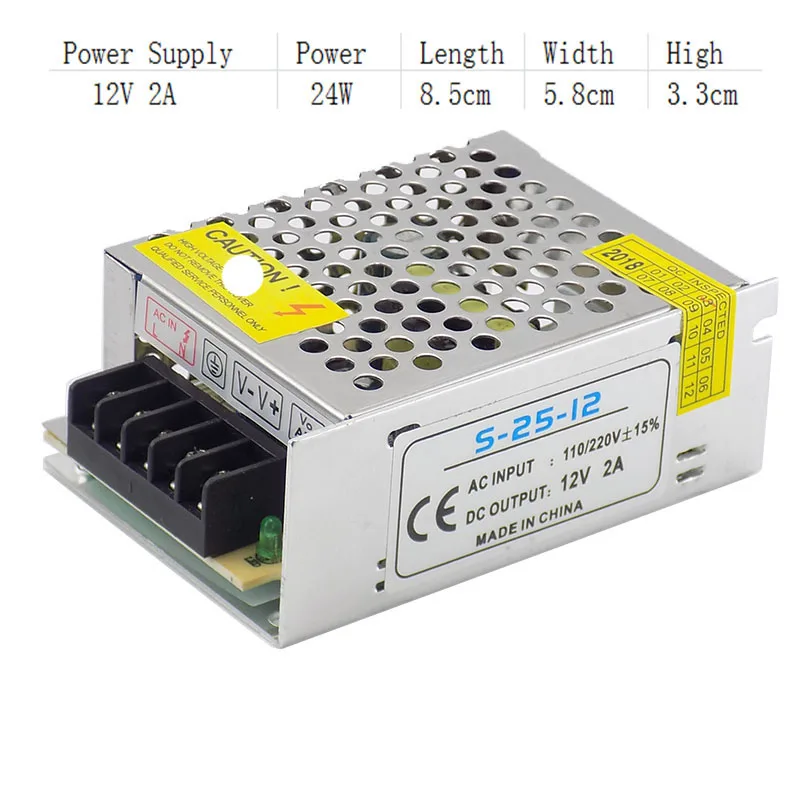 12V 2A POWER SUPPLY ADAPTER CHARGER FOR CAMERA LED 5050//3528 STRIP LIGHT CCTV