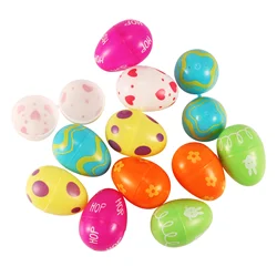 Œufs de pâques colorés pour enfants, 12 pièces, en plastique Pastel imprimé, assortis, fête de chasse, jouets éducatifs amusants, cadeaux pour enfants 