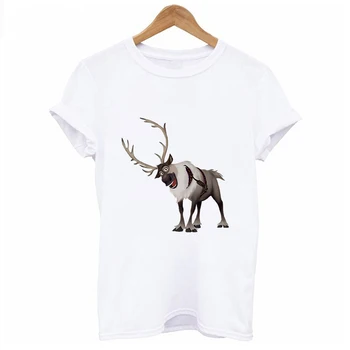 

Lus Los New frozen printed t shirt women fashion Harajuku Short Sleeve t-shirt White cute Tshirt female Tops clothing