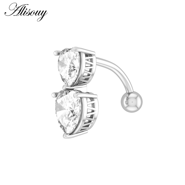 1pc Flower Heart Dangled Belly Navel Piercing Button Ring 14G Stainless Steel CZ Crystal Opal Ombligo Woman Body Jewelry